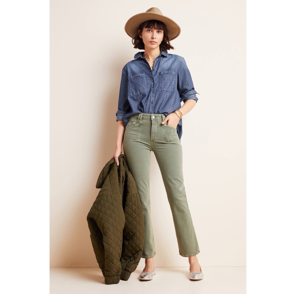 High-Rise Cindy Straight Leg Pants in Olive Green
